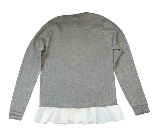 So Nikki Girls Chiffon Ruffle Gray LOVE Sweater Tunic Size S(7-8) NEW - Picture 3 of 3
