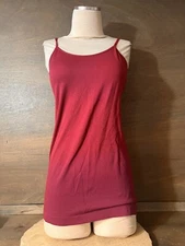 Charming Charlie Burgundy Cami Tank Top Size M/L STRETCH ADJUSTABLE STRAPS