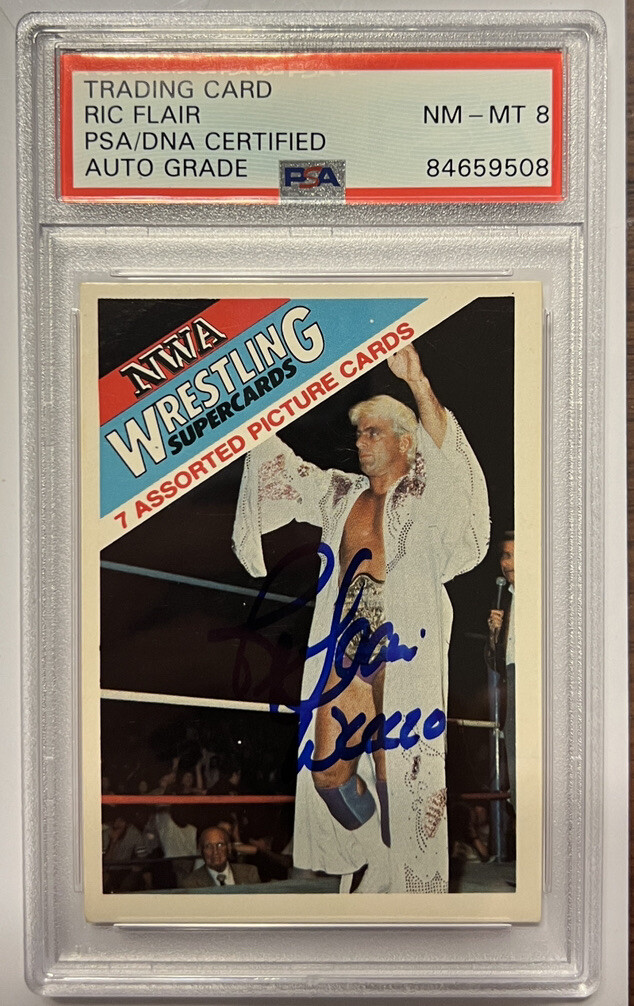 Ric Flair Signed 1988 Wonderama Card WWE PSA/DNA MINT 8 NATURE BOY NWA WOOO AUTO