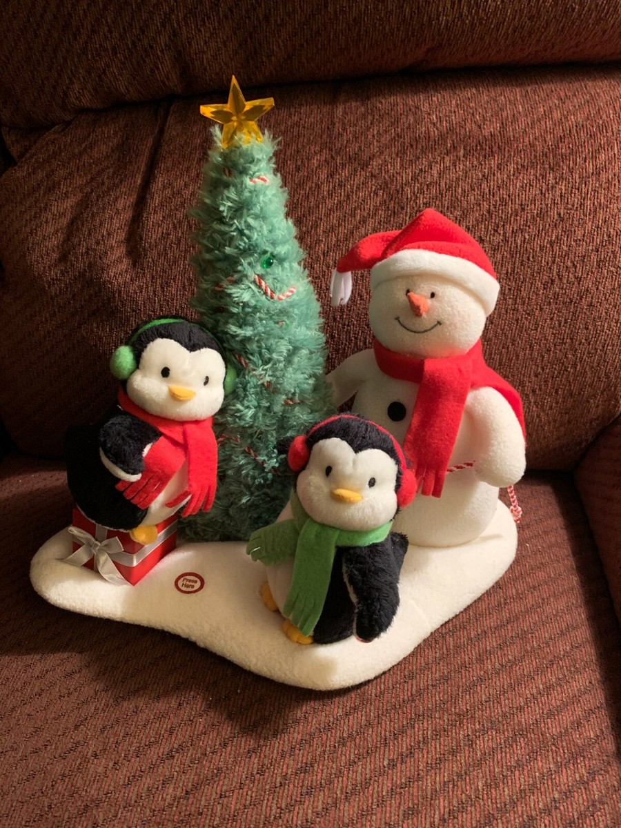Hallmark plush animated snowman,penguin-singing Rockin around the Christmas tree