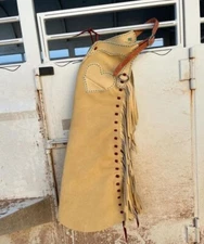 Handcrafted Suede Leather Chaps – Western Riding Chinks – Cowboy Style Pants