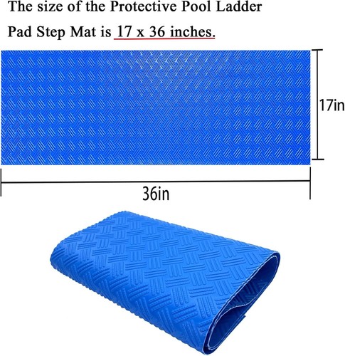 Non-Slip Swimming Pool Ladder Mat, Blue, 36x17 inch - Picture 2 of 7
