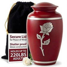 Hand-Engraved Rose Urn for Ashes Women Crimson Red Large Large,