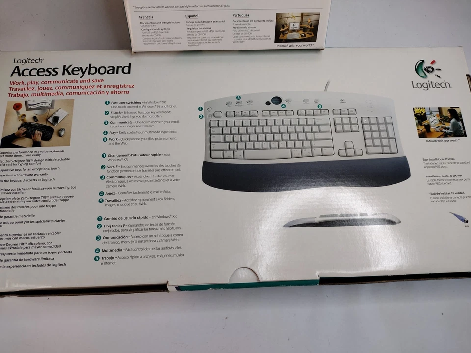 Logitech Access Wired Keyboard Plus Wheel Mouse Vintage New - Image 4 of 4