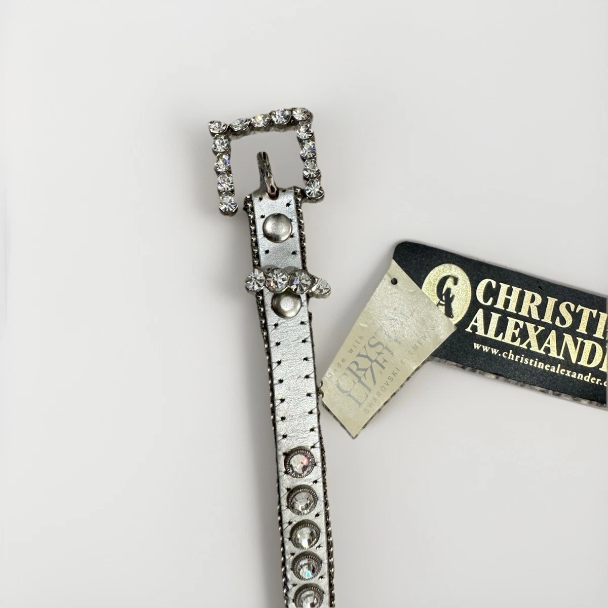 Christine Alexander Silver Studded Rhinestone Belt Medium NWT Western Bling Y2K Women main image 3