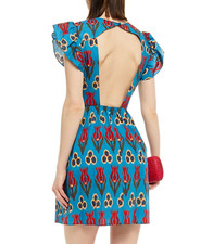 Red Valentino Open Back Flutter Sleeve Mini Dress Azure Size 38 RRP $1280