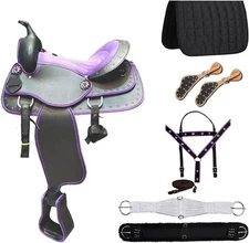 Western Barrel Synthetic Cordura Horse Saddle with all set incuding saddle pad