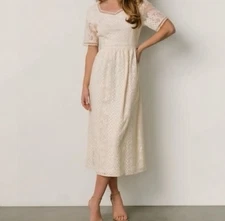 NEW Baltic Born Kody Lace Midi Dress Large Ivory Cream Vintage Bridal Wedding