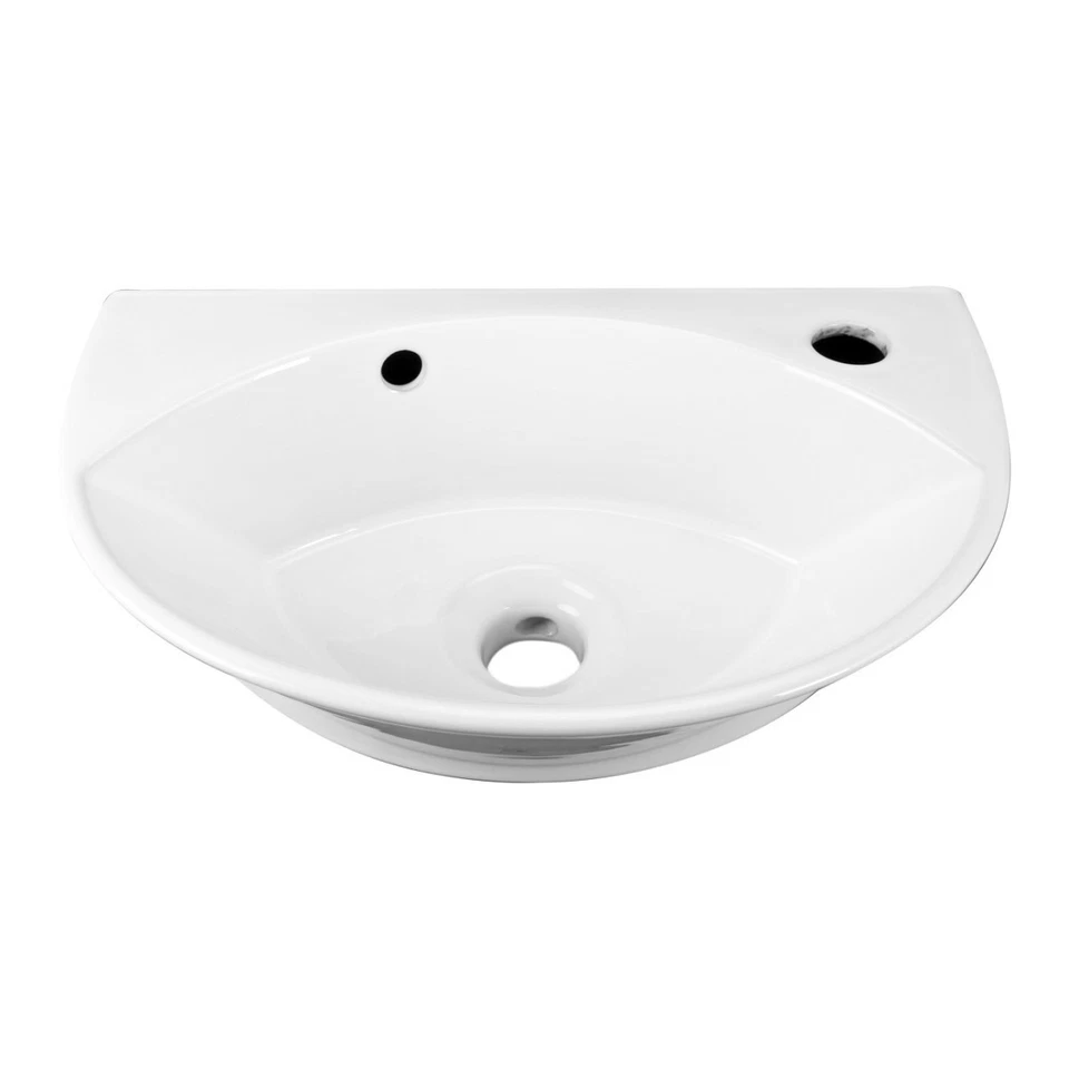 White Ceramic Wall Mount Bathroom Sink Oval Shaped Renovators Supply - Image 4 of 4