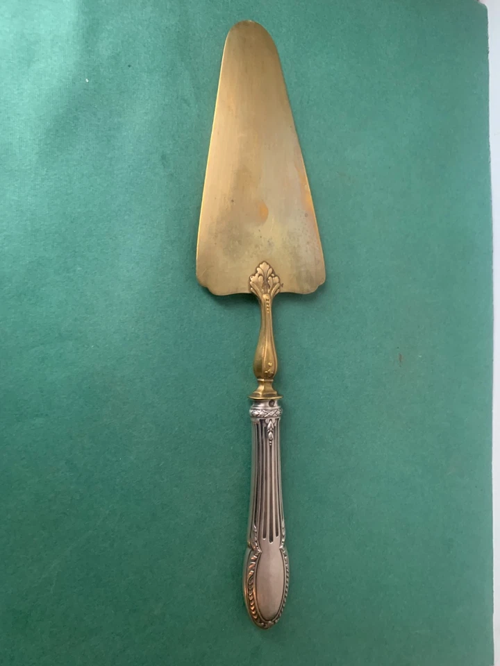 ancienne pelle à tarte, laiton, manche en argent fourré poinçon Minerve - Photo 4/4