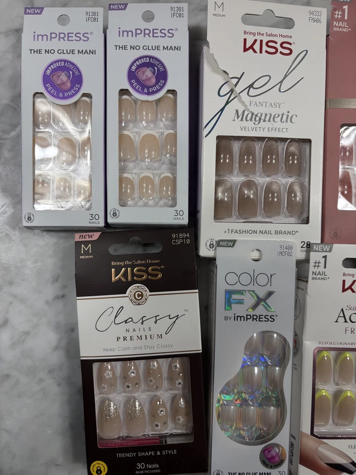 混合 12 件 KISS、FX、Impress、Bare Press On/Gel 美甲品种系列 — 第 2/4 张图片