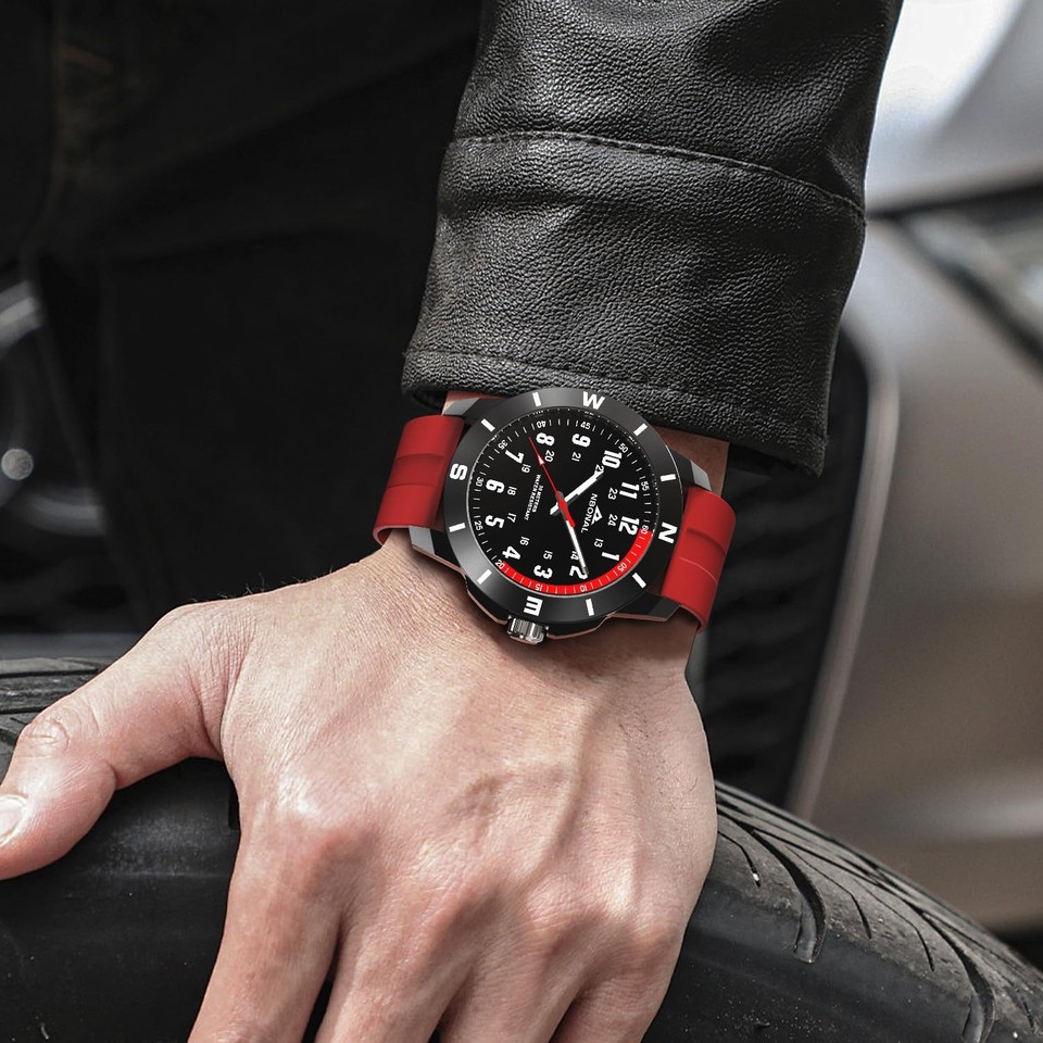 Sport Field Watch for Men Black Tactical Watch 50M Waterproof 24 Hour ...