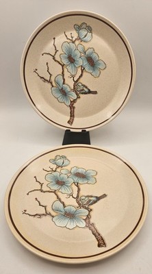 Pair Lenox Temperware Softwind Dinner Plates Floral Bluebird 10.25''