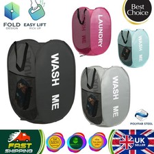 Collapsible Mesh Pop Up Laundry Hamper Foldable Clothes Basket Storage Bag Dorm