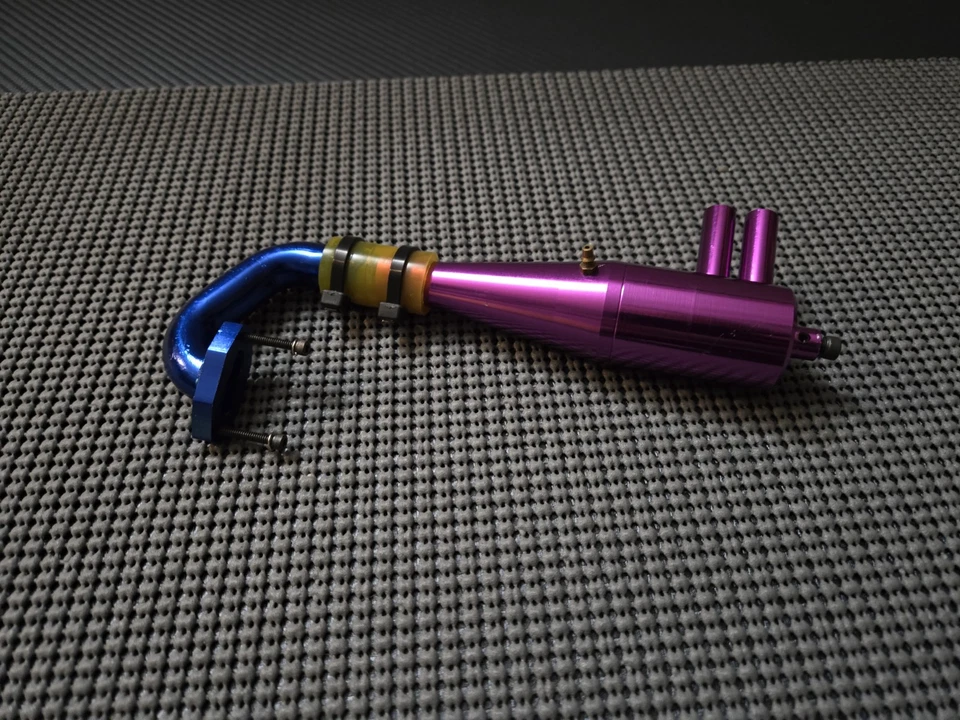 CVEC Vintage Purple Tuned Pipe With Header HPI Super RS4 Traxxas Nitro 4Tec 3.3 - Image 3 of 4