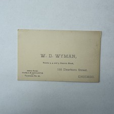 1880s W.D. Wyman Grannis Block Chicago IL Victorian Business Card Telephone 20