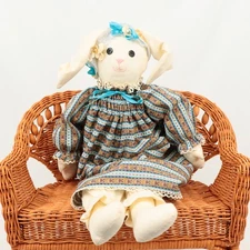 Handmade Cloth Rabbit Doll 19 Inch Country Cottage Style