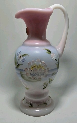 VTG Fenton "Traquil Pond" Rosalene Heart Shaped Mouth Ewer Pitcher LE #417/1950