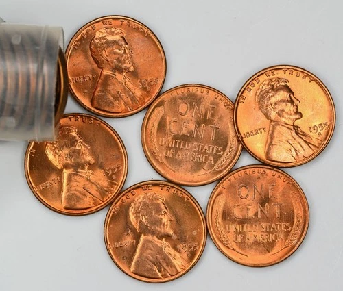 1955-S Lincoln Cent BU Wheat Penny Roll -See Description