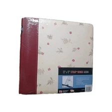 DMG Memories Forever Scrapbook Album Burgundy Floral 12x12 Strap Hinge Album