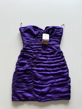 ZARA Draped Purple Dress Women’s Size Small S Ruched Elegant Cocktail Midi