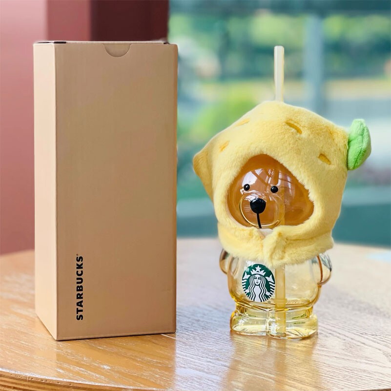 2025-2026 New Starbucks Cute Bearista Bear Tumbler Glass Straw