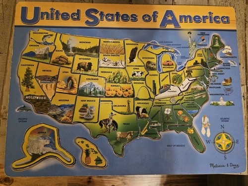 Melissa & Doug Wooden USA Map Jigsaw Puzzle 3797 - SELECT A PIECE Replacement!