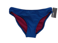 Kenneth Cole Small Solid Midnight Blue Side Ruched Bikini Swimsuit Bottoms NWT