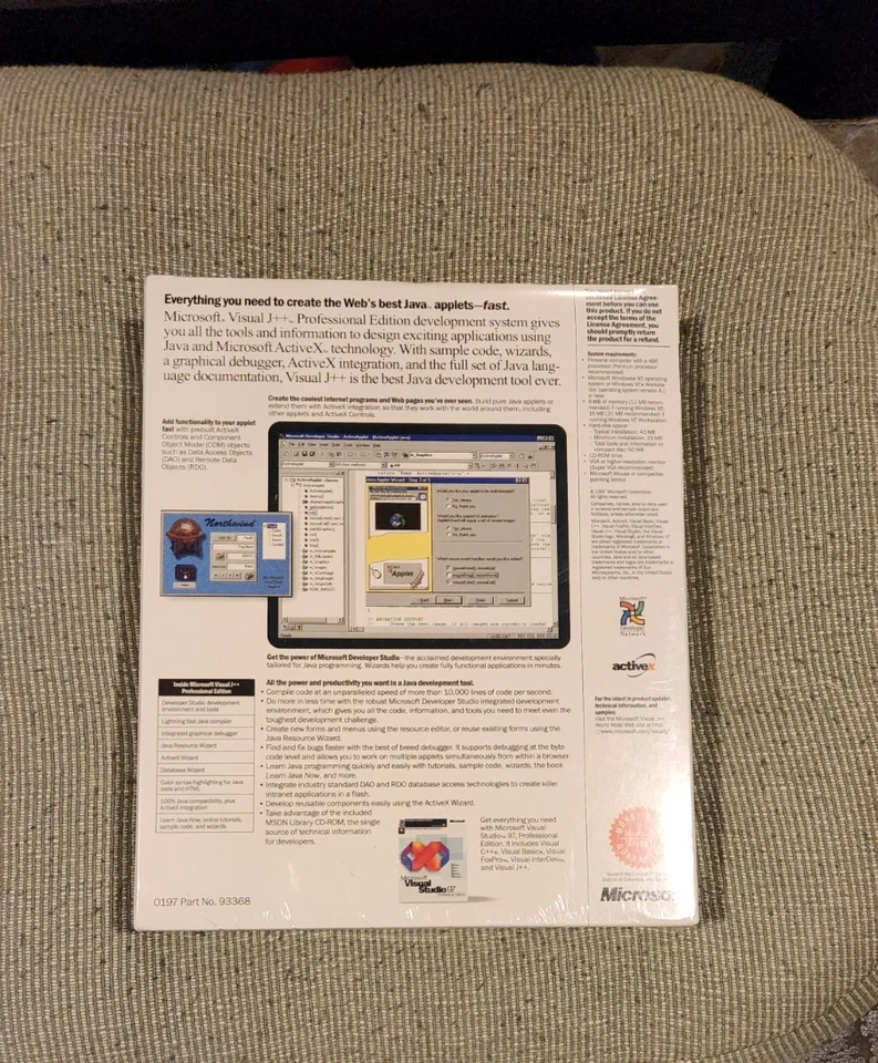 CD-ROM de software Big Box edición profesional Microsoft Visual J++ sellado nuevo en caja Foto 2 de 3