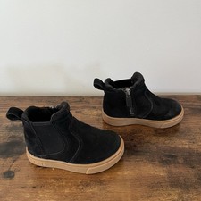 UGG Kids Black Suede Ankle Boots Side Zip US 6 EU 22 Toddler