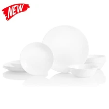 18-Piece Plates Service for 6 Dinnerware Set Triple Layer Glass Chip Resistant