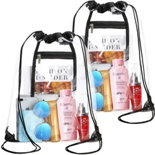2 PACK Clear Drawstring Bag Stadium Approved, See Through PVC Drawstring bags...