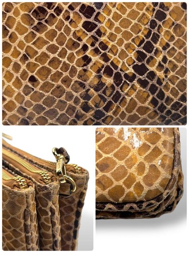 Michael Kors Python Pattern Crossbody Bag Ochre Leather Authentic - Picture 12 of 20