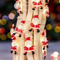 Lichterkette Weihnachten 2M 20LED Weihnachtsmann Deko Innen Fenster Balkon Party