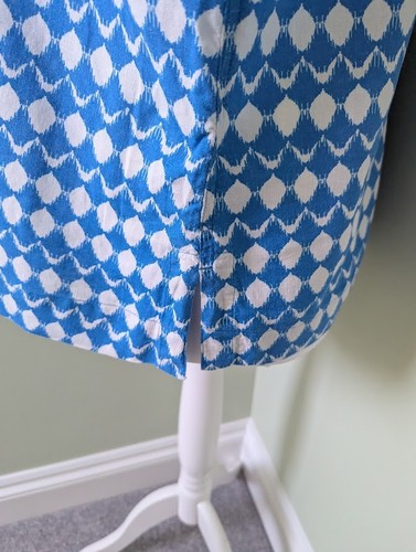 M&S Linen Blend Top Size 12 Blue & White Long Sleeved Button Fastening - Picture 6 of 14