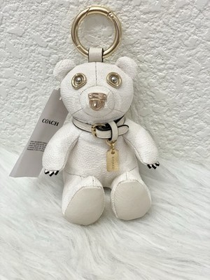 Coach Collectible Bear Bag Charm In Signature Canvas Gold/White