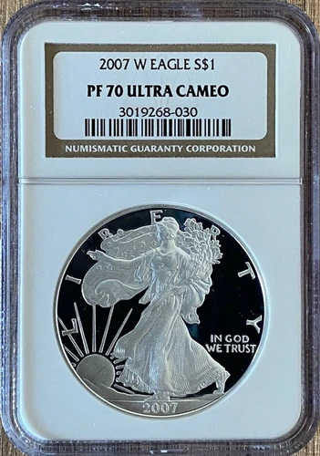 :2007-W S$1 AMERICAN EAGLE 1 OZ NGC PF 70 ULTRA CAMEO TOP POP HIGHEST GRADES