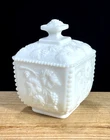 Westmoreland milk glass candy dish with lid 5.5” tall MCM Vtg