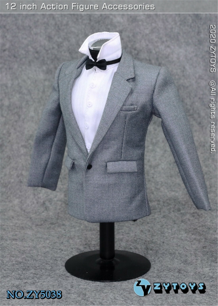 ZYTOYS 1/6 Male Grey Suit Clothes ZY5038 Fit 12 ZYTOYS 1/6 Male Grey Suit Clothes ZY5038 Fit 12