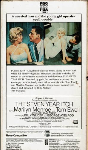 The Seven Year Itch Marilyn Monroe VERY GOOD VHS - Picture 2 of 3
