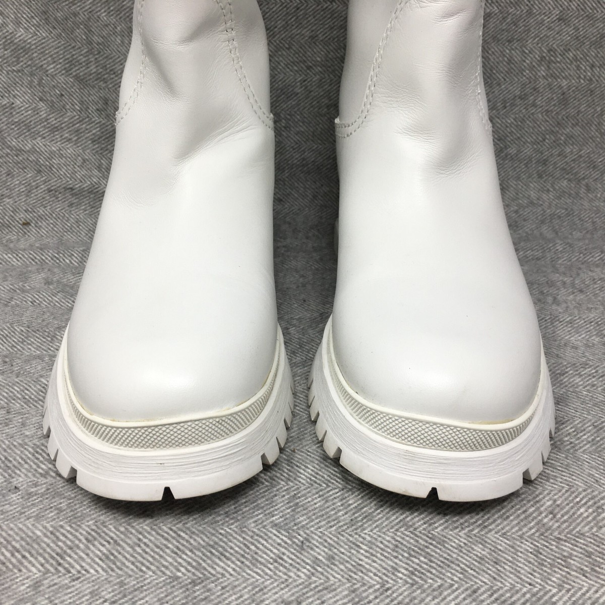 Prada Tall Rain Boots Shoes Womens Size 6 US 36 EU White Pink