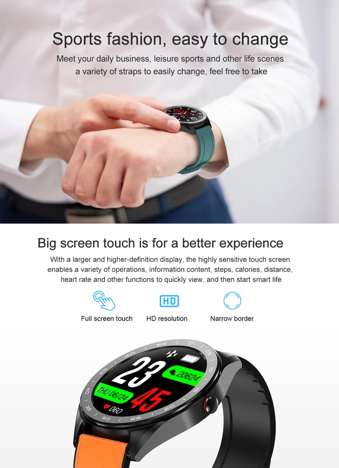 Reloj Inteligente Universal Bluetooth Impermeable Deportivo Reloj Pulsera Color Pantalla Táctil Foto 3 de 4