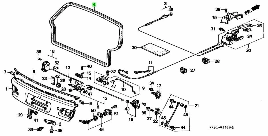 Puerta trasera genuina Honda Civic EG4 1992-1995 74440-SR3-003 OEM nueva Foto 2 de 2