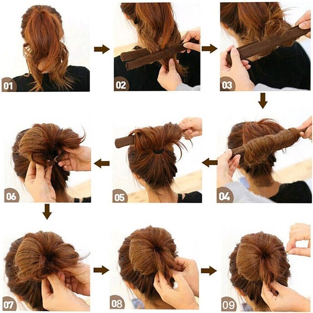 2 Fashion Hair Buns Donut Roll Snap Wrap Maker Hair Styling Tool