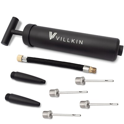 Villkin Ballpumpe + Nadelfach   4 Metall- & 2 Kunststoffnadeln | inkl. Schlauch
