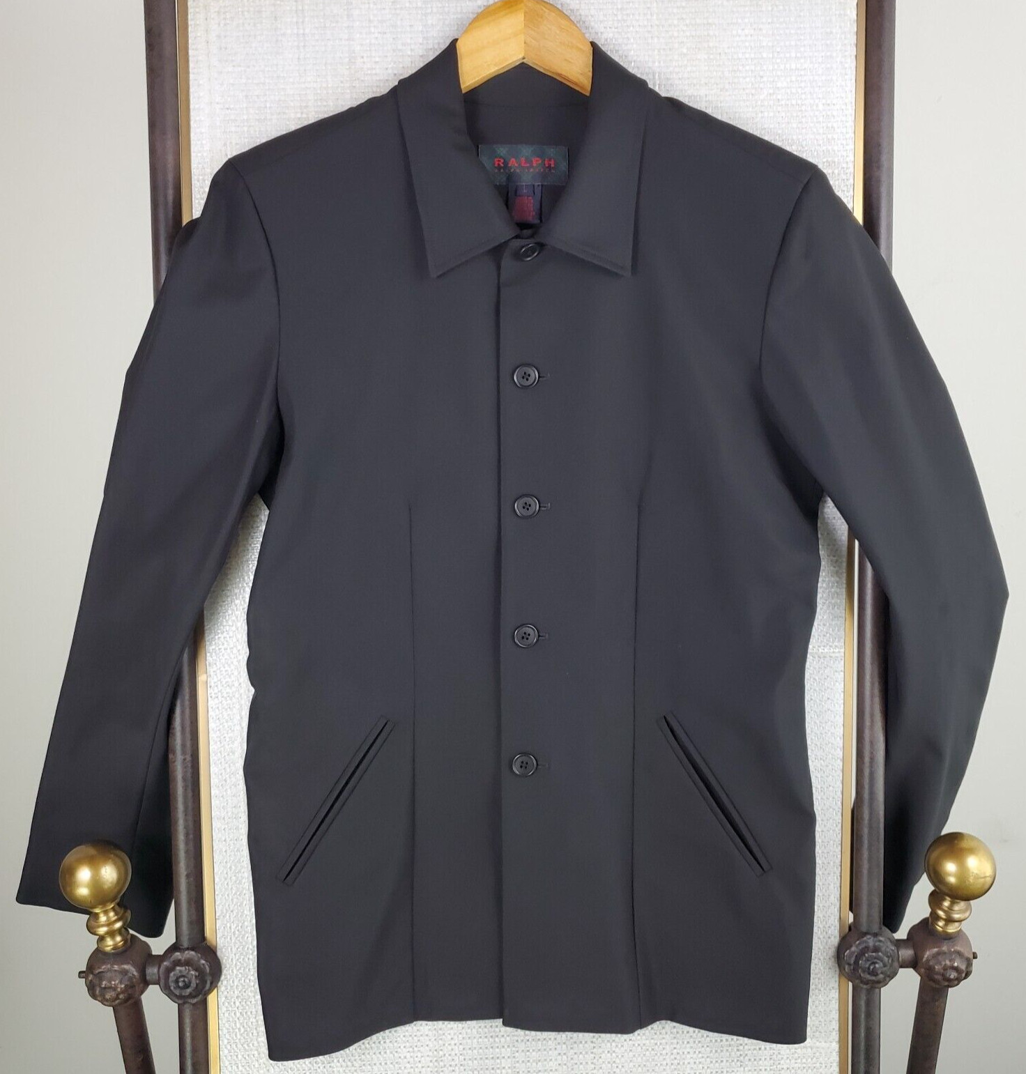 RALPH RALPH LAUREN Womens Size Large Button Front Performance Jacket Black RRL image 10