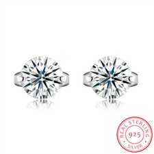 925 Sterling Silver Earrings Stud AAA Zirconia Push Back Clasp L795