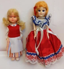 Vtg Plastic Eye Blinking Dolls Carlson July Miss Liberty & Unknown Indian