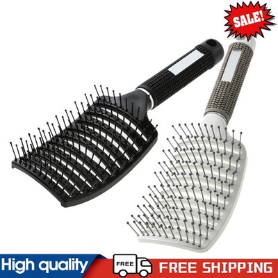 Pro Big Bent Kamm Anti-Verheddern Kopfhaut Massage Haarbürste Zuhause Salon Werkzeug #g