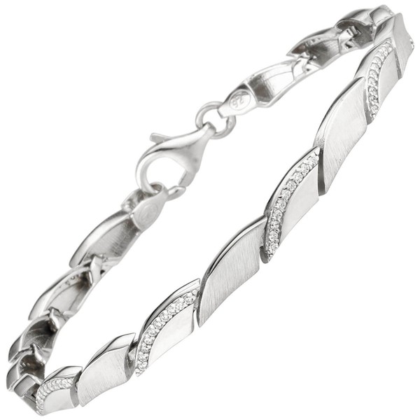 4,6Mm Armband Aus 925 Silber Mit 80 Zirkonia 19Cm Armschmuck Armkette Rhodiniert-image